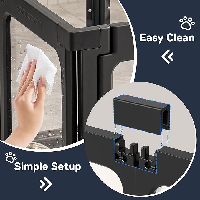 Jalove L-Shape Corner Connectors for Dog Fence (Black) Only Suitable for Jalove, 90 Degree Angle Joints to Assemble Clear Acrylic Playpen, 24" H/30 H Expandable Pet Play Pen Accessories for Indoor
