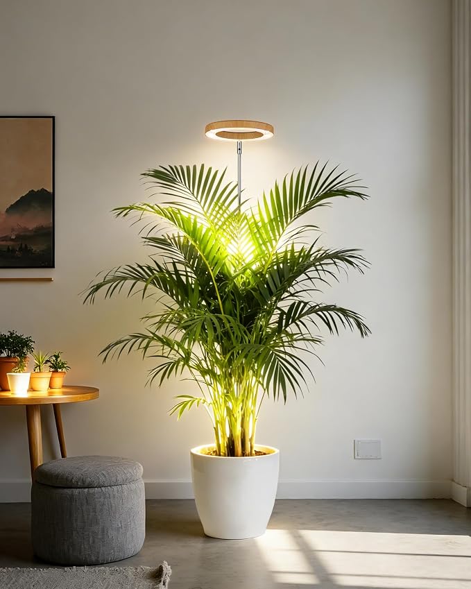 Plant Grow Light, LED Growing Light Full Spectrum for Indoor Plants,Aluminum Wood Grain Plant Lights,Height Adjustable, Automatic Timer, 5V Low Safe Voltage,Idea for Large Plant Light