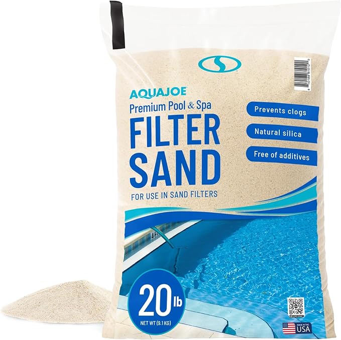 Aqua Joe Premium Pool & Spa Filter Sand, 20 Lb Bag, FLTSAND20 | Natural Silica, Above Ground & Inground Swimming Pool System Accessory - Care, Cleaning & Maintenance