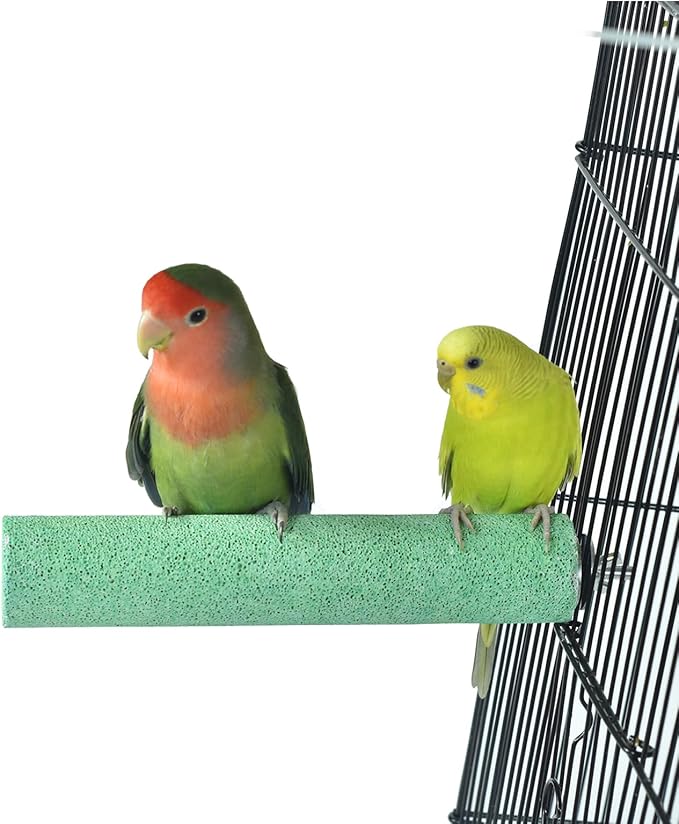 2 Pack Bird Perch Cage Stands Parrot Small Animals Beak Grinding Stone Foot Claws Trimmer Stick Parakeets Calcium Natural Chewing Toys for Small Medium Birds Budgies Conures Cockatiels Rats