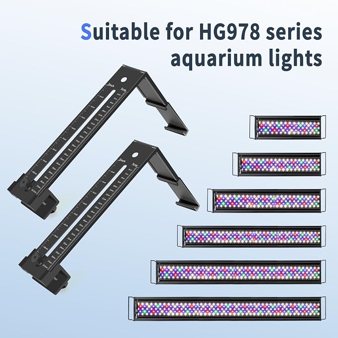 hygger Aquarium Light Clip Holder (for HG-978) (1), Aquarium Fish Tank Light Riser/Holder/Bracket/Stand/Mount