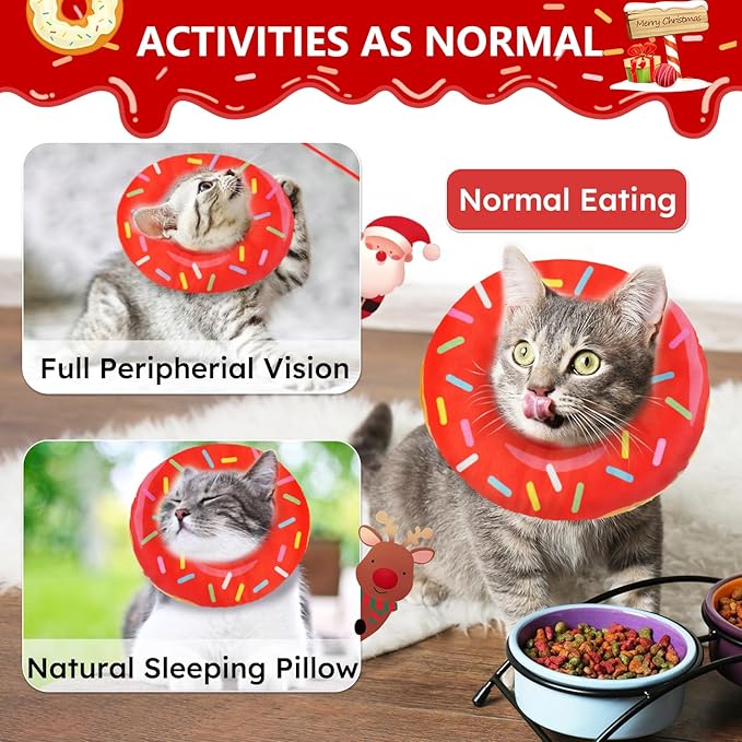 Hpetppy Cat Cone Collar Soft, Cat Recovery Collar for Wound Healing Cute Kitten Donut Adjustable Pet Cones to Stop Licking Comfortable Lightweight Neck Elizabethan Collars for Kittens After Surgery