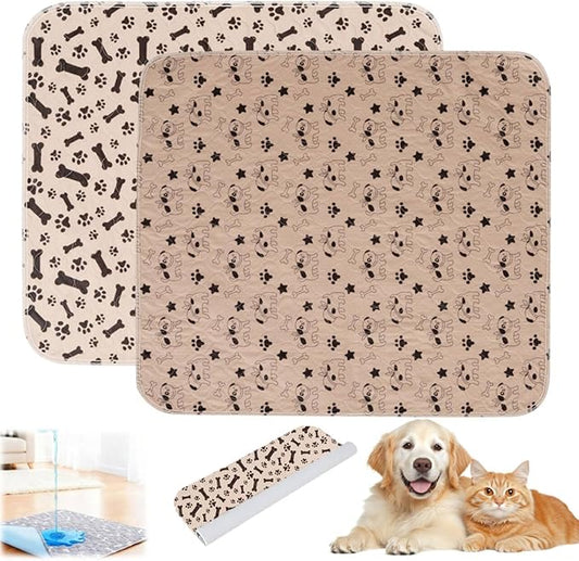 Puppy Pads with Pheromones,Washable Puppy Pee Pads for Dogs,Reusable Puppy Pads Washable for Dogs & Cats, Washable,Durable Leak-Proof & Anti-Slip Pet Training Pads for Home & Trave(Brown-1+Brown-2,M)