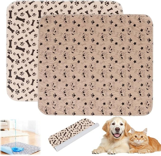 Puppy Pads with Pheromones,Washable Puppy Pee Pads for Dogs,Reusable Puppy Pads Washable for Dogs & Cats, Washable,Durable Leak-Proof & Anti-Slip Pet Training Pads for Home & Trave(Brown-1+Brown-2, S)