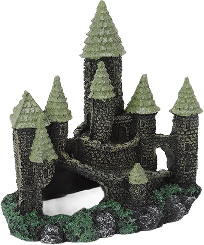 Fish Tank Castle Aquarium Decoration, Resin Retro Simulation Castle Cave Hideout Aquarium Decoration Fish Tank Accessories
