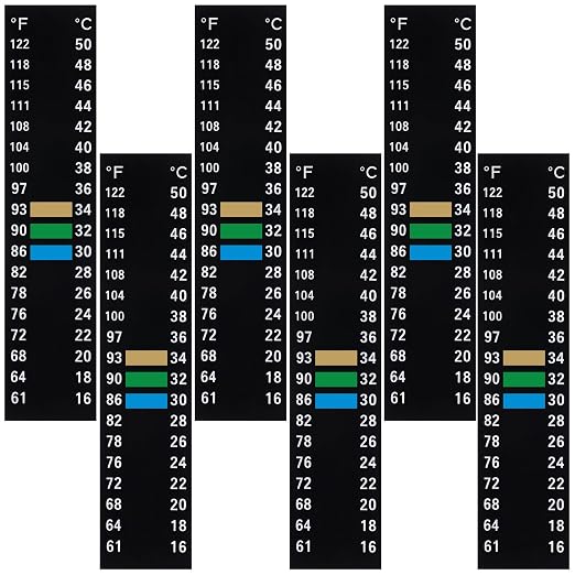 6 PCS Aquarium Thermometer Strips, 61-122℉(15-50°C) Digital Adhesive Fish Tank Thermometer Sticker Easy-to-Read Temperature Sticker Display for Aquarium Fish Tank Brewing