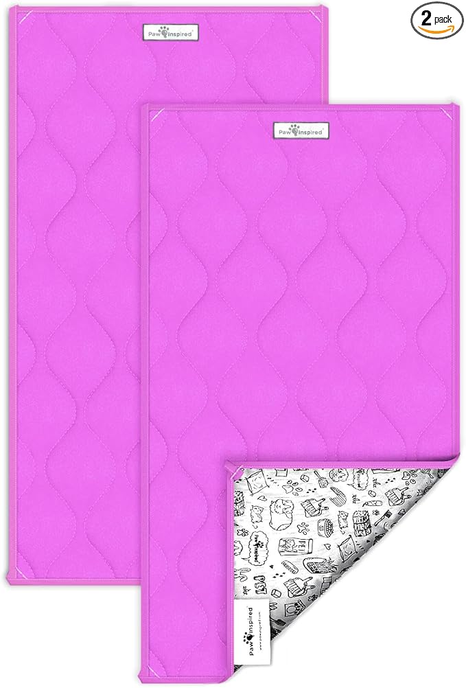 Paw Inspired Guinea Pig Cage Liners | Washable Fleece Bedding with Waterproof Bottom | Super Absorbent Pee Pad or Pet Bed Mat for Guinea Pigs, Ferrets, Rabbits, Hamsters, Small Animals (C&C 2x1, Pink)