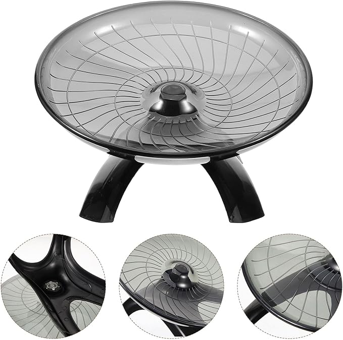 PRETYZOOM Silent Flying Saucer Running Wheel for Hamsters and Chinchillas, Noise-reducing Small Pet Exercise Wheel, Black Hedgehog and Guinea Pig Compatible