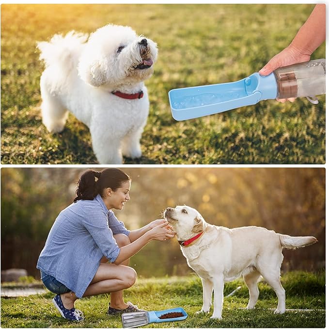Portable Dog Water Bottle, Foldable Dog Water Bottle Leak Proof Dispenser for Puppy Small Medium Large Dogs, Pet Drink Cup for Walking Hiking Traveling(SkyBlue,19oz)