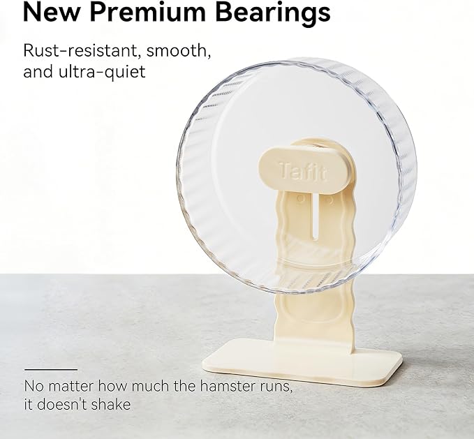 Quiet Hamster Wheel 8.7 Inch Dual-Bearings Silent Small Animals Running Exercise Wheel Height Adjustable for Syrian Hamsters, Gerbils, Rats, or Other Small Pets, Transparent