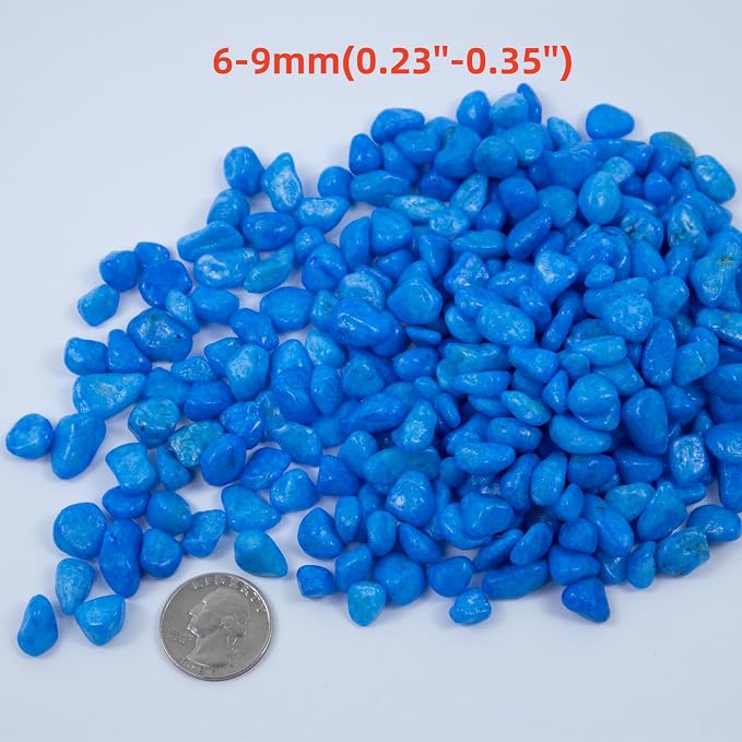 Colored Aquarium Gravel,Colorful Pea Gravel,Garden Rocks,Decorative Stones Rocks for Fish Tank,Aquarium,Fairy Garden Decor,Planters,Vase Fillers,Landscaping,1 Pound (Sky Blue, 6-9mm)