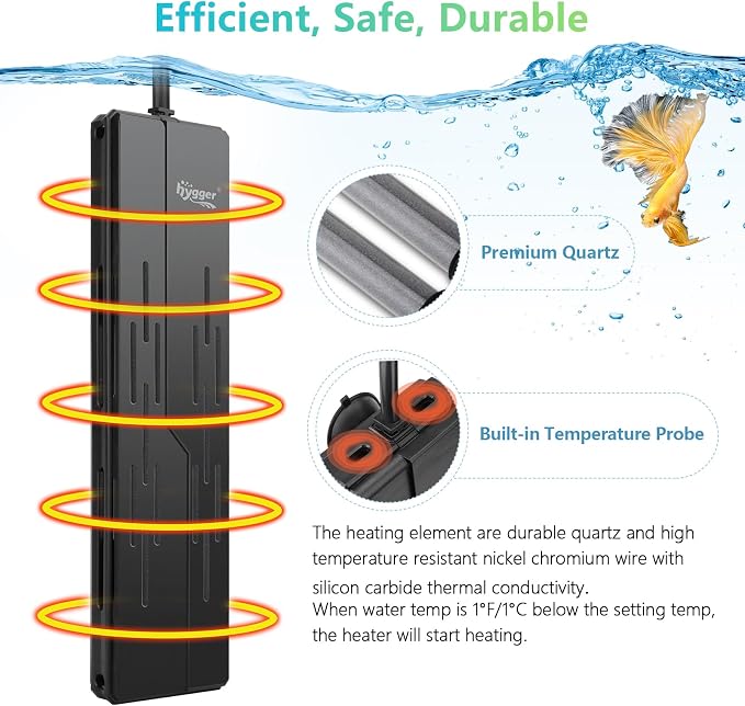 hygger Aquarium Heater 1000W,Submersible Fish Tank Heater with Adjustable Temperature Digital LED Controller,Overheating & Auto Shut Off Protection,for Saltwater & Freshwater Fish Tank 110-240Gallon