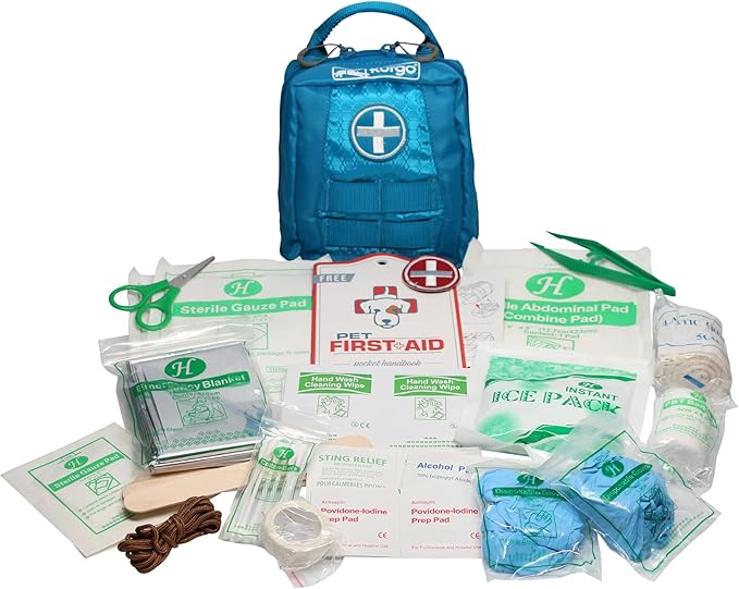 Kurgo RSG Dog First Aid Kit - Compact Dog First Aid Supplies - MOLLE Compatible Aid Pack - Emergency Pet Survival Gear - Adventure & Hiking Dog Med Kit - Quick Access Pouch