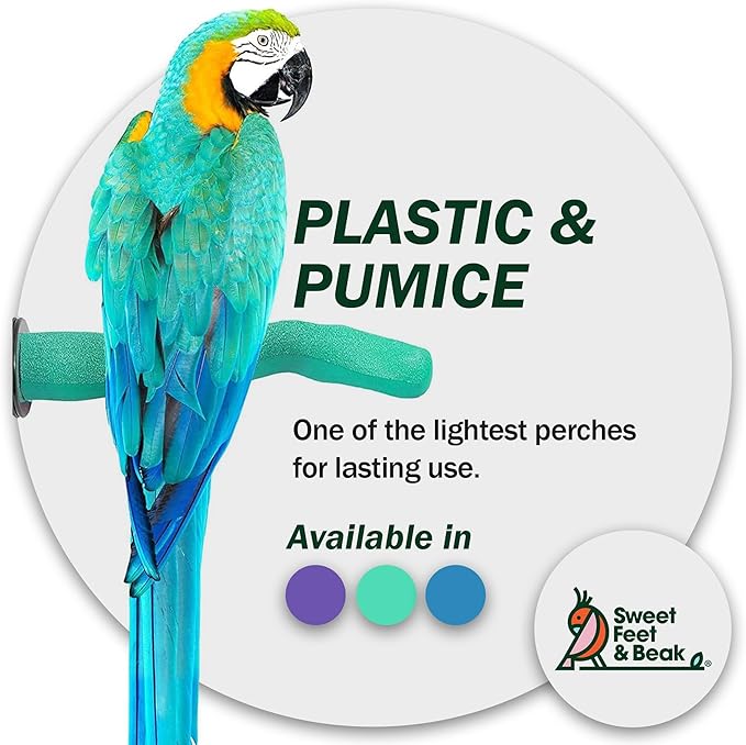 Sweet Feet & Beak Safety Pumice Bird Perch, X-Small 1/2" X 6", Lightweight Grinding Bird Perches for Cage - Bird Nail Trimming Perch for Healthy Beak & Feet - Multi-Size & Color Parrot Stand - Purple