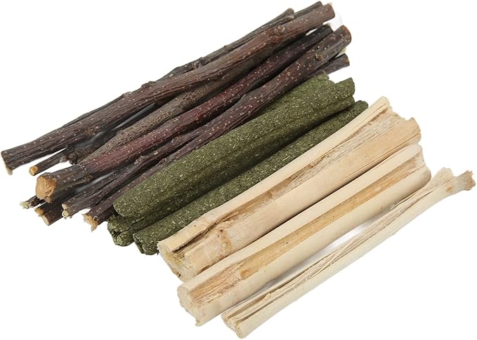 Natural Organic Apples Sticks, Hamster Chew Stick Hams Rabbit Bunny Gerbil Guinea Pig Squirrel Chinchilla Small Animal Chew Sticks (Apple Branch Grass Stick Sweet Bamboo Mix 200g)