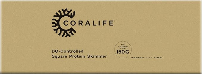 Coralife Aquarium Fish Tank Marine Salt Water DC-Controlled Variable Speed Square Protein Skimmer, Up To 150 Gallons