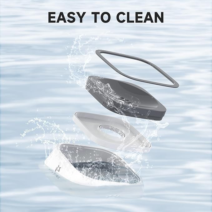 ELS PET Travel Bowl, No Spill, No Drip Slow Water Feeder/Dispenser for Dogs, Cats, 35oz/1L, Splash Proof Travel Bowl for Crate and Car, Keeps Floor & Beard Dry, Dishwasher Safe (Grey)