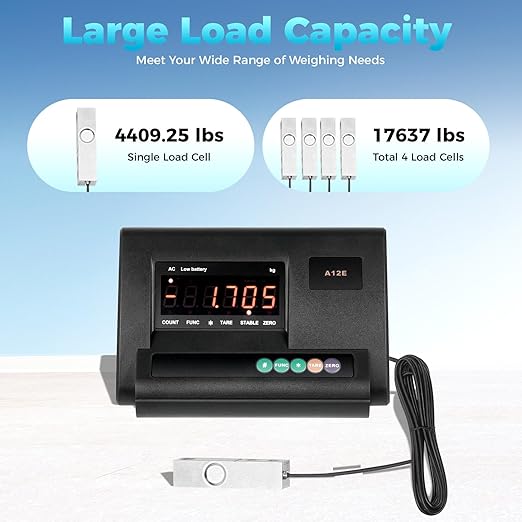 Livestock Scale Kit, 5000LBS High Precision Indicator Floor Scale with 4-Wire Junction Box 2.5T Load Capacity Animal Scale Kit for Cattle Pigs Sheep Goats Waterproof