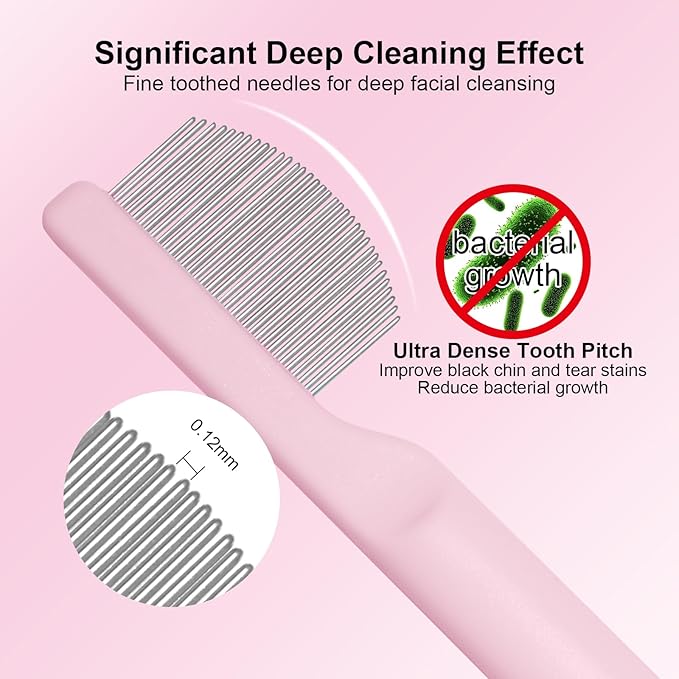 Pet Eye Comb for Small Dogs Cats Hamsters, Tear Stain Remover Grooming Brush, Gentle Face Paw Coat Cleaning, Handheld Design for Yorkie Shih Tzu Maltese Teddy Mini Poodle, Puppy Essentials