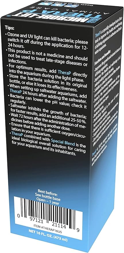 MICROBE-LIFT THERAPH16 TheraP Fish Care Treatment for Freshwater and Saltwater Home Aquariums and Tanks, 16 Ounces (Pack of 4)