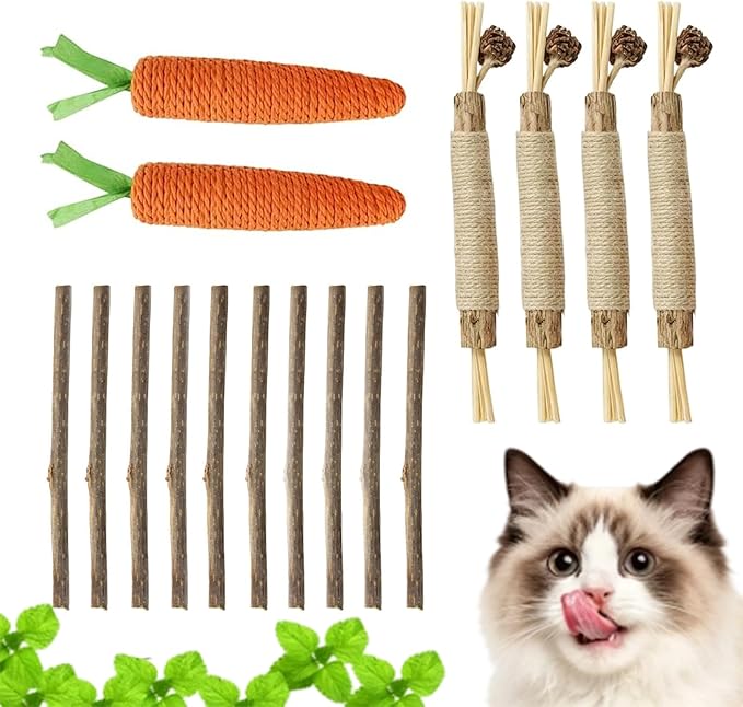 16 PCS Silvervine Sticks for Cats, Dental Chew Tools, Mood Relief for Indoor Cats, Cat Chew Sticks Set with Nice Materials