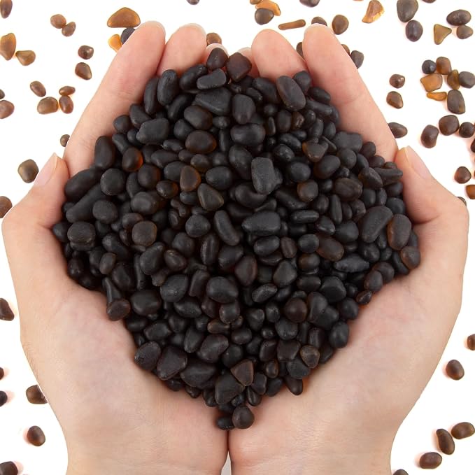 QEQEKAKA Sea Glass Stones for Crafts 1LB Dark Brown Pebble Gemstone Bulk | Small Glass Stones for Beaching Wedding DIY Decor Aquarium Turtle Tank Vase Filler (405g/14.28oz)