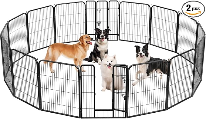 BestPet Indoor Dog Playpen,40inch 16 Panels Dog Pen Fence Outdoor Pet Playpen Pet Exercise Pen for RV Camping Yard, Black