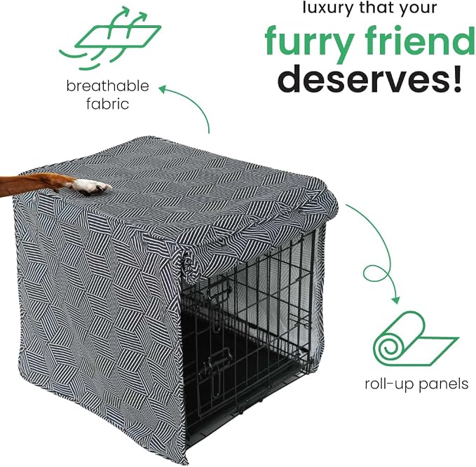 Molly Mutt Rough Gem Dog Crate Cover, 100% Cotton Canvas Cover with 2 Roll-Up Panels, Ideal for Dog or Cat Crate, Durable, Washable, and Free of Harmful Chemicals, 24" x 18" x 21"