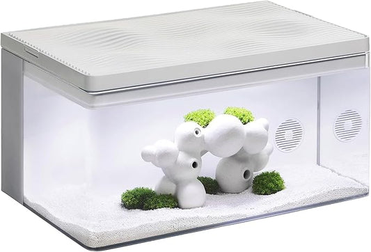 Harmony 8 Gallon All-in-One Aquarium Kit, Award-Winning Fish Tank with Lid, Integrated Filtration, LED Light, Low-Iron Glass, White Tank with White Top