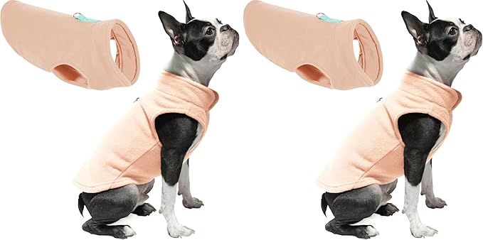 Gooby Fleece Vest Dog Sweater - Peach, X-Large - Warm Pullover Fleece Dog Jacket with O-Ring Leash - Winter Small Dog Sweater Coat - Cold Weather Dog Clothes for Small Dogs Boy or Girl (Pack of 2)