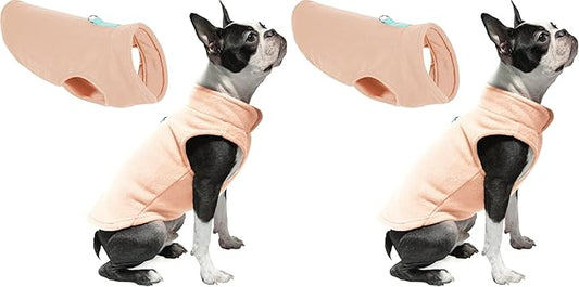 Gooby Fleece Vest Dog Sweater - Peach, X-Large - Warm Pullover Fleece Dog Jacket with O-Ring Leash - Winter Small Dog Sweater Coat - Cold Weather Dog Clothes for Small Dogs Boy or Girl (Pack of 2)