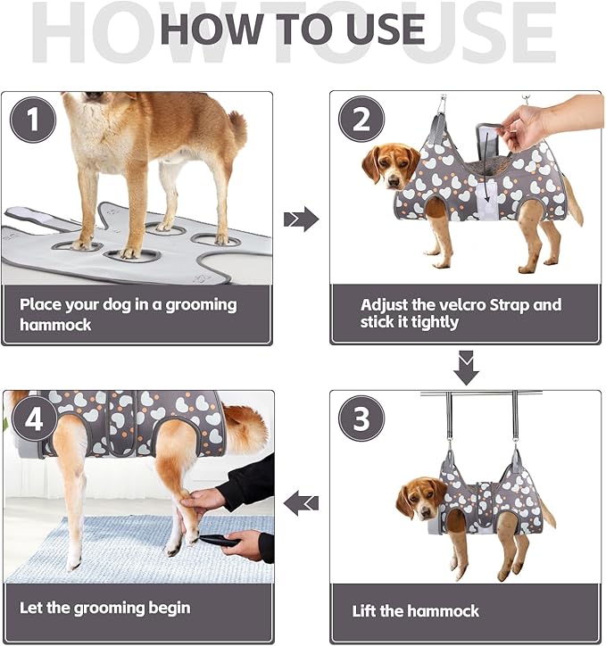 ATESON Dog Grooming Hammock for Medium/Large Dogs with Nail Clippers/Nail Trimmers, Dog Grooming Harness for Nail Trimming, Pet Grooming Sling Helper