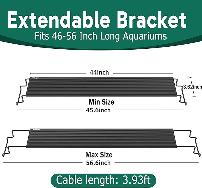 24/7 LED Aquarium Light for 46-56 Inch Plant & Fish Tank IP68, 12-Color & Gradient & Full Spectrum with Sunrise-Daylight-Moonlight, Auto On/Off, Brightness, Extendable Brackets for Freshwater