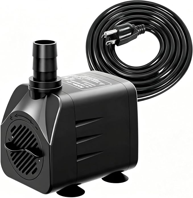 400GPH 25W Submersible Fountain Pump for Aquarium,Fountain & Pond | Ultra quiet, high lift, fully indoor & outdoor water pump waterproof submersible pump equipped with adjustable flow control.