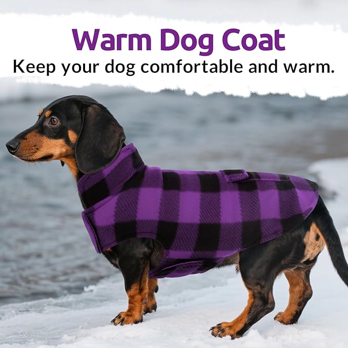 ASENKU Dog Jacket Plaid Reversible Reversible Dog Vest Waterproof Cold Winter Clothes Pet Apparel for Small Medium Large Dogs (XS, Purple)