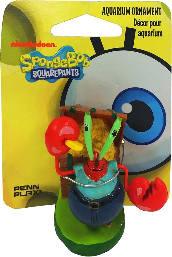 Penn-Plax Officially Licensed Spongebob Squarepants Aquarium Ornament – Mr. Krabs (Mini/Small Size) – Perfect for Freshwater and Saltwater Tanks, Multicolor, One Size