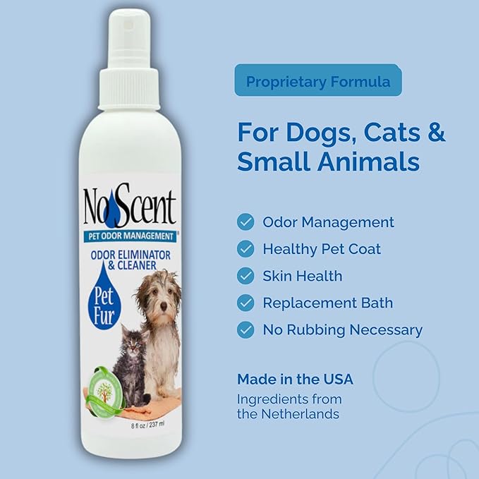 No Scent Pet Fur Odor Spray & Rinseless Cleaner for Dog, Cat, Hamster, Small Animal & Furry Pets (128 Fl Oz / 1 Gallon)