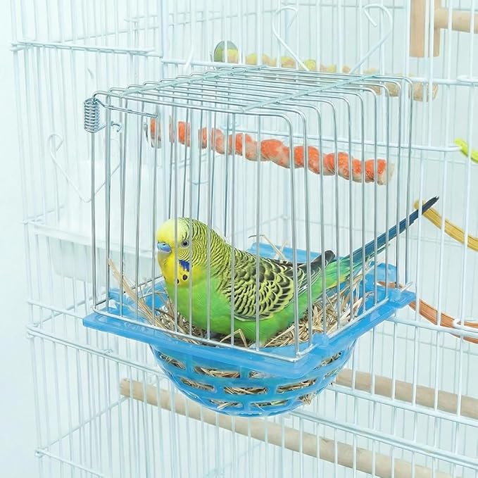 4 Pack Bird Hatching Nest Canary Cage Breeding Nest Parrot Shelter Bowl Pearl breeding Box with Barbed Wire Partition
