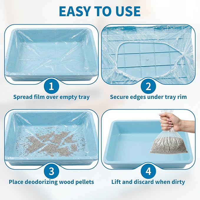 20PCS Disposable Plastic Cage Liners - 70cm Plastic litter pan liners for Small Animal Cages, Leakproof Cage Liners for Rabbits Guinea Pigs, Litter Box Film Liners for bunny rabbit litter box liners