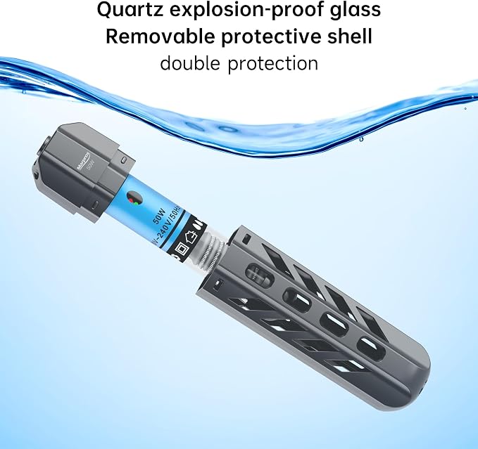 Small Aquarium Heater 50W, Submersible Aquarium Heater with Protective Cover and Work Indicator Light, Constant Temperature 78℉ around for Freshwater and Saltwater Tanks, 5-10 Gallon Fish Tanks