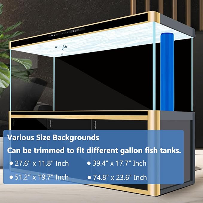 XCNO Black Aquarium Background Fish Tank Film, Static Cling, 39.4 x 17.7 in | Glue-Free, Thickened Waterproof Vinyl, Total Light Blockout, Makes Fish Colors Pop, Easy to Install and Remove, Reusable