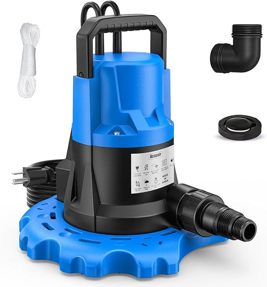 1 HP Automatic Pool Cover Pump 5000 GPH - Submersible Water Removal Pump with 26ft Power Cord & 3/4” Check Valve for Pool, Hot Tubs, Rooftops, Water Beds and more (2026 Upgrade）