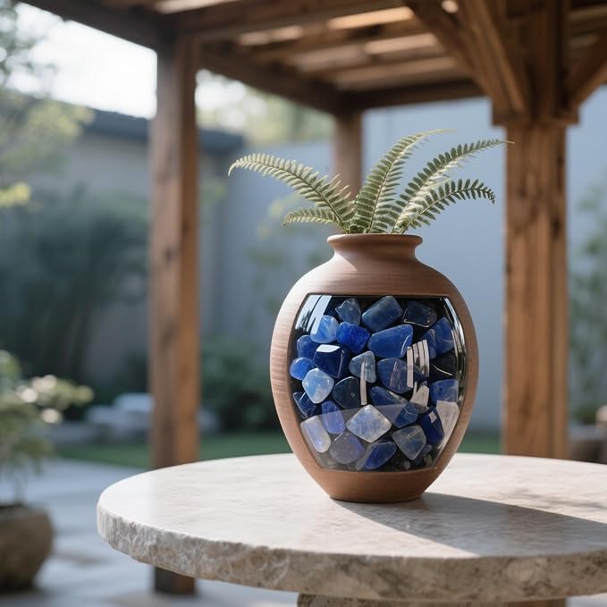 Aquarium Gravel 0.96LB Vase Filler Home Decor Fish Tank Crushed Stones Natural Pebbles Succulent Rocks Polished Irregular Shaped Bulk - Blue