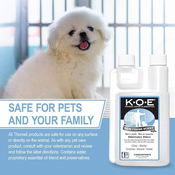 Odorcide K.O.E Kennel Odor Eliminator Concentrate – For Cages, Runs & More – For Home & Kennel w/Safe, Non-Enzymatic Formula (Fresh Scent, 16 oz)