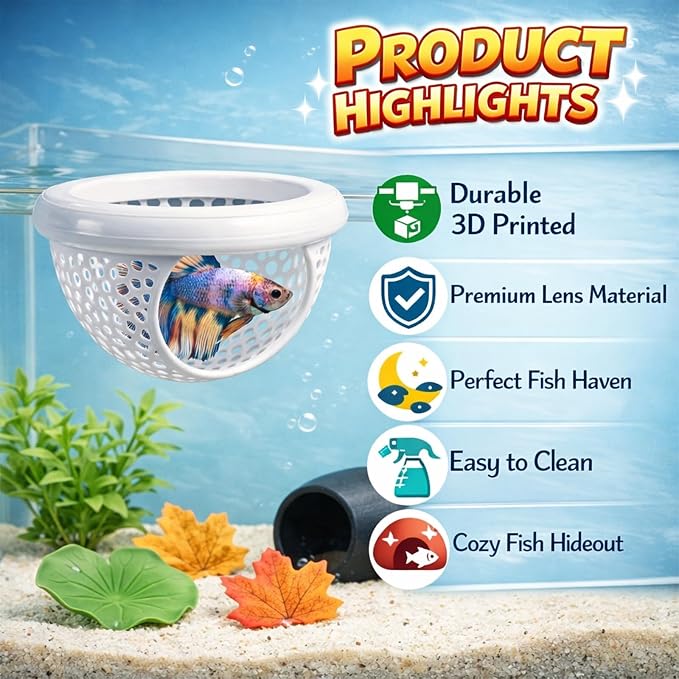 CZFDHP Betta Hammock, Floating Betta Hide, 6 PCS Fish Tank Decorations with Aquarium Plants, Betta Fish Tank Accessories for Resting and Hiding, Multi-Functional Play Spaces with Leaf Pads and Tunnel