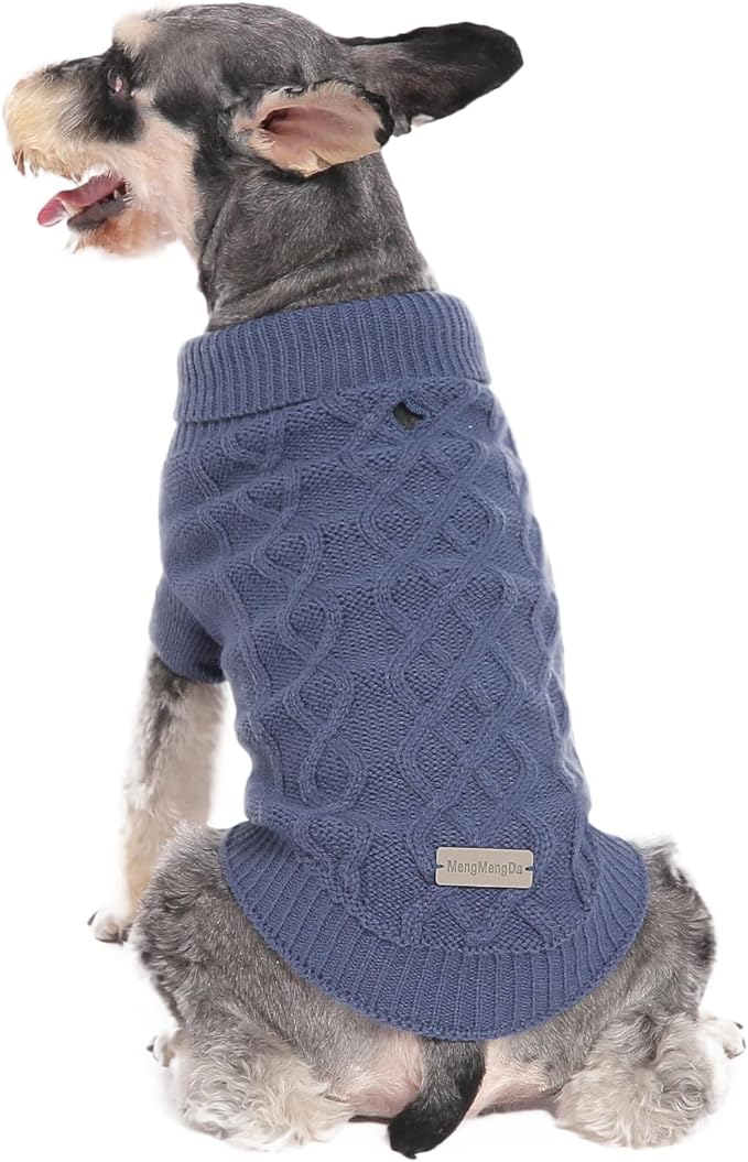 Small Dog Sweater, Soft Knit Dog Clothes for Spring Transition, Lightweight Puppy Outfit for Pomeranian, Yorkie, Chihuahua; Stylish Doggy Apparel for Spring Morning Walks (Dark Blue, M)