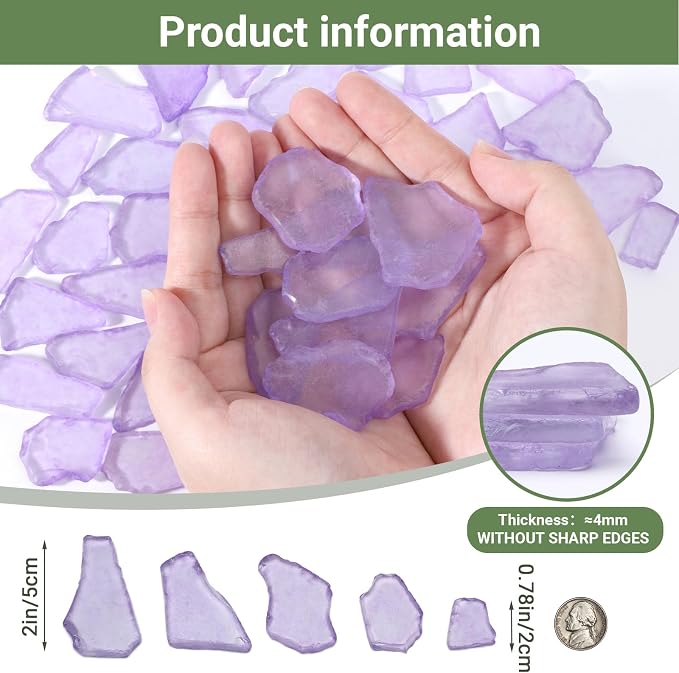 SUREAM Sea Glass Christmas Tree, Crushed Glass for Crafts, Seaglass Beads for Vase Decor Filler, Beach Wedding Decor, Aquarium Ornament（Purple）