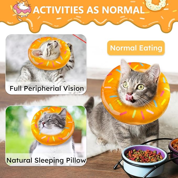 Hpetppy Cat Cone Collar Soft, Cat Recovery Collar for Wound Healing Cute Donut Adjustable Kitten Cones to Stop Licking Comfortable Lightweight Neck Elizabethan Collars for Kittens After Surgery