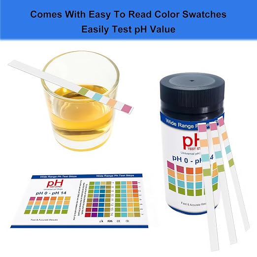 pH Test Strips 0-14 100pcs Universal PH Test Strips, pH Strips for Urine and Saliva Testing, Litmus Paper PH Test Strips for Liquid Testing, Water, Labs, Aquariums, Gyms, Pools, Quick to Test