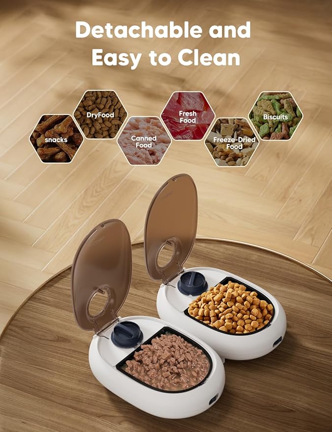WOPET Automatic Cat Feeder– 48H Programmable Pet Food Dispenser with Ice Pack for Freshness, Yogurt & Canned Meals – Perfect for Cats, Kittens & Small Dogs